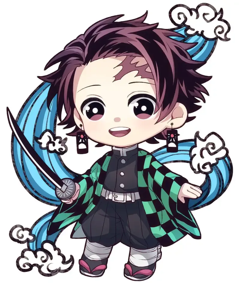 Ảnh Kamado Tanjiro chibi đáng yêu nhất 9