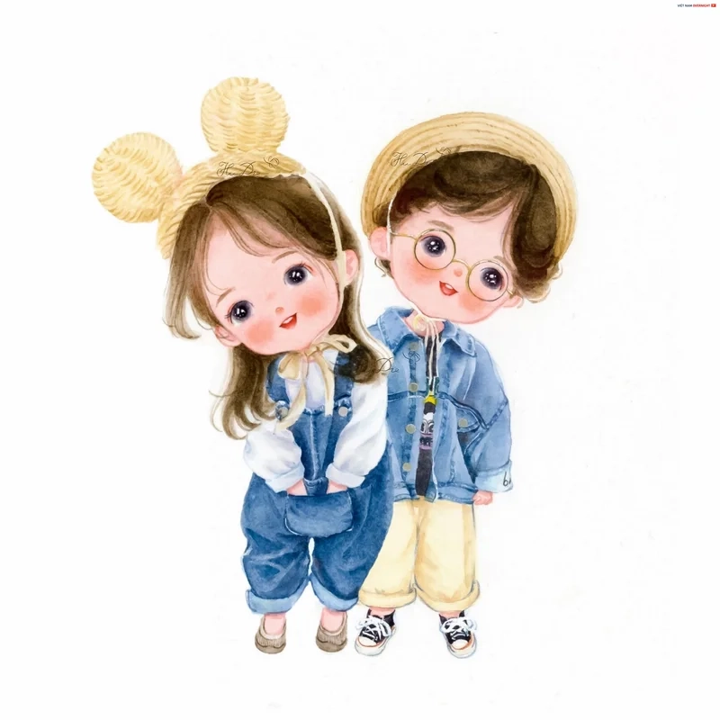Ảnh đại diện đẹp đôi với avatar ảnh cặp đôi anime chibi cute